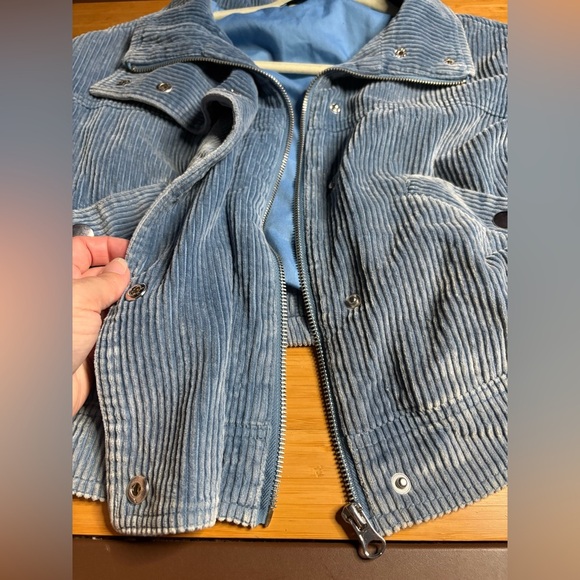 GUC Kancan- Reid Blue Corduroy Cropped Bomber Jacket. Size S - Picture 9 of 12